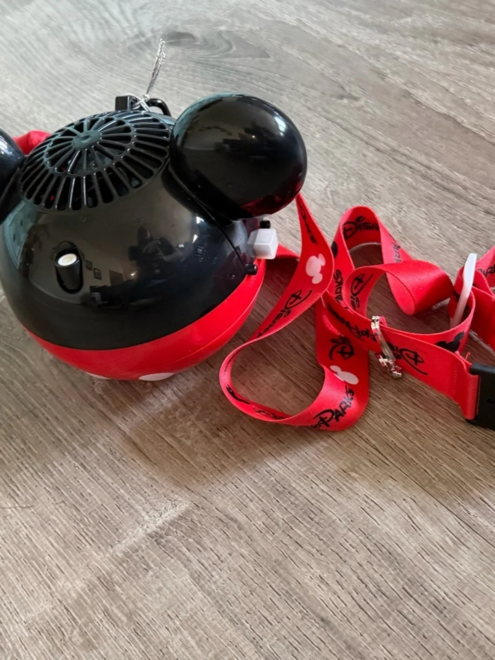 Disney Parks Red and Black Mickey Ear Misting Fan with Disney Parks Lanyard